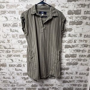 Blue Rain Olive Striped Polo Dress